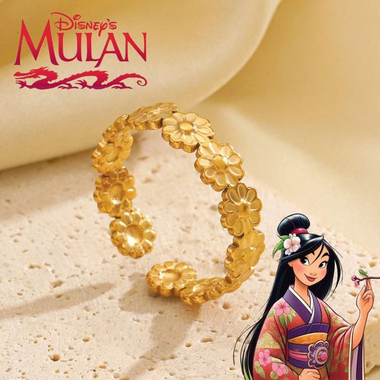 Anillo Mulan Flores Doradas