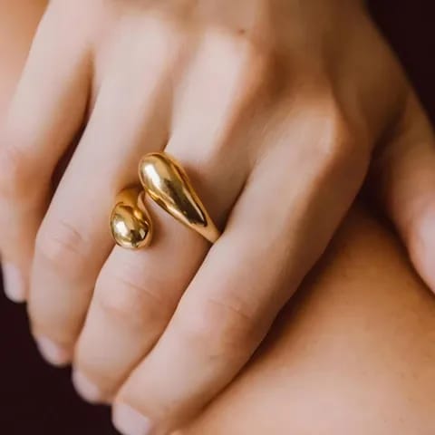 Anillo Gota Chunky Dorado