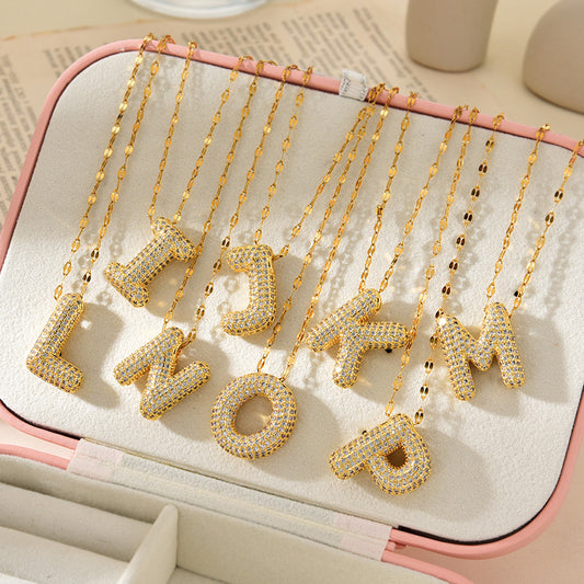 Collar Inicial Globo con Circonia