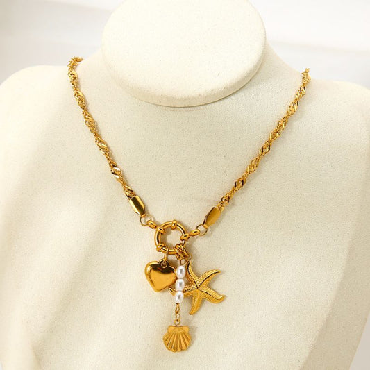 Collar Torsal Corazón Y Estrella De Mar