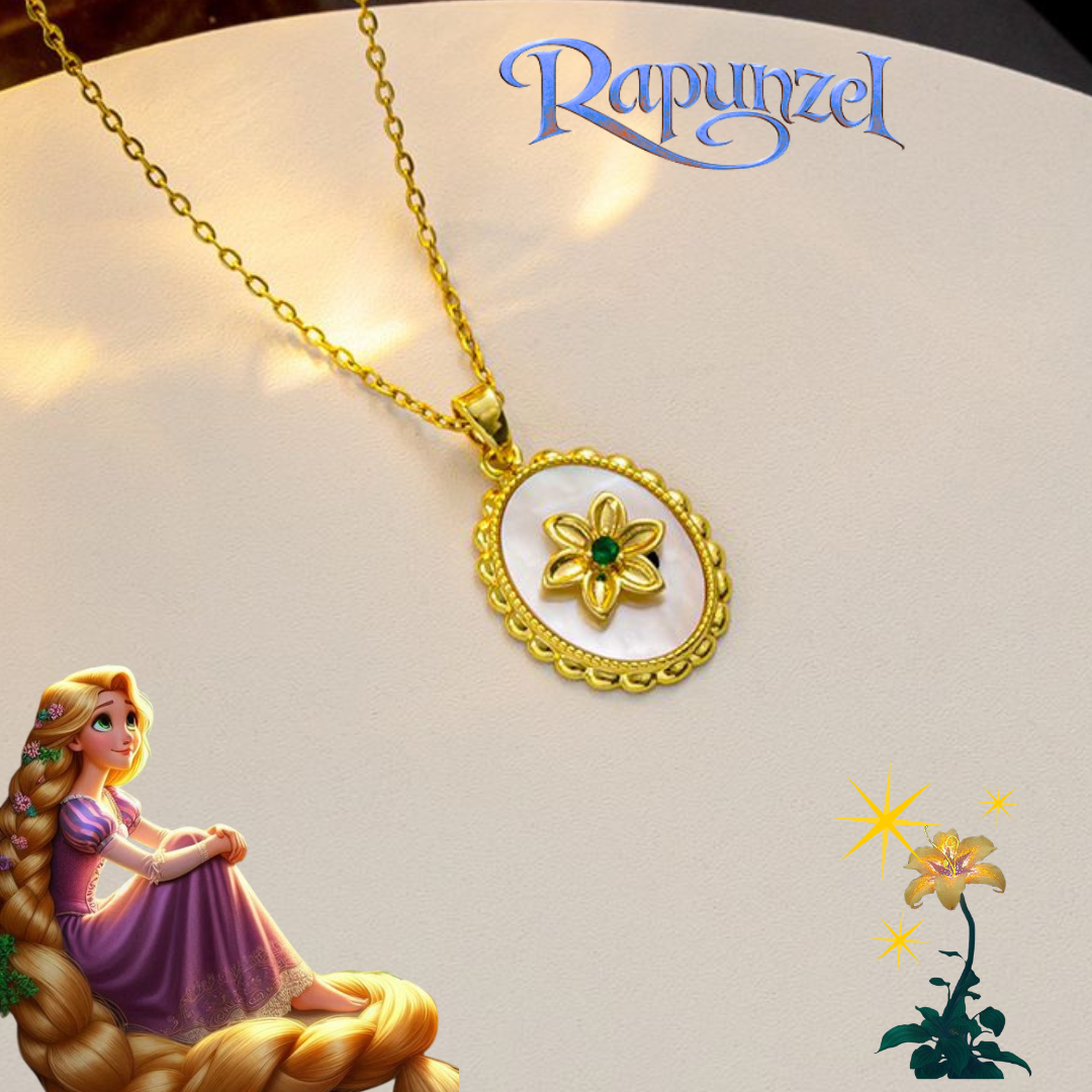 Collar Flor que da Fulgor Placa Inspirado en Rapunzel