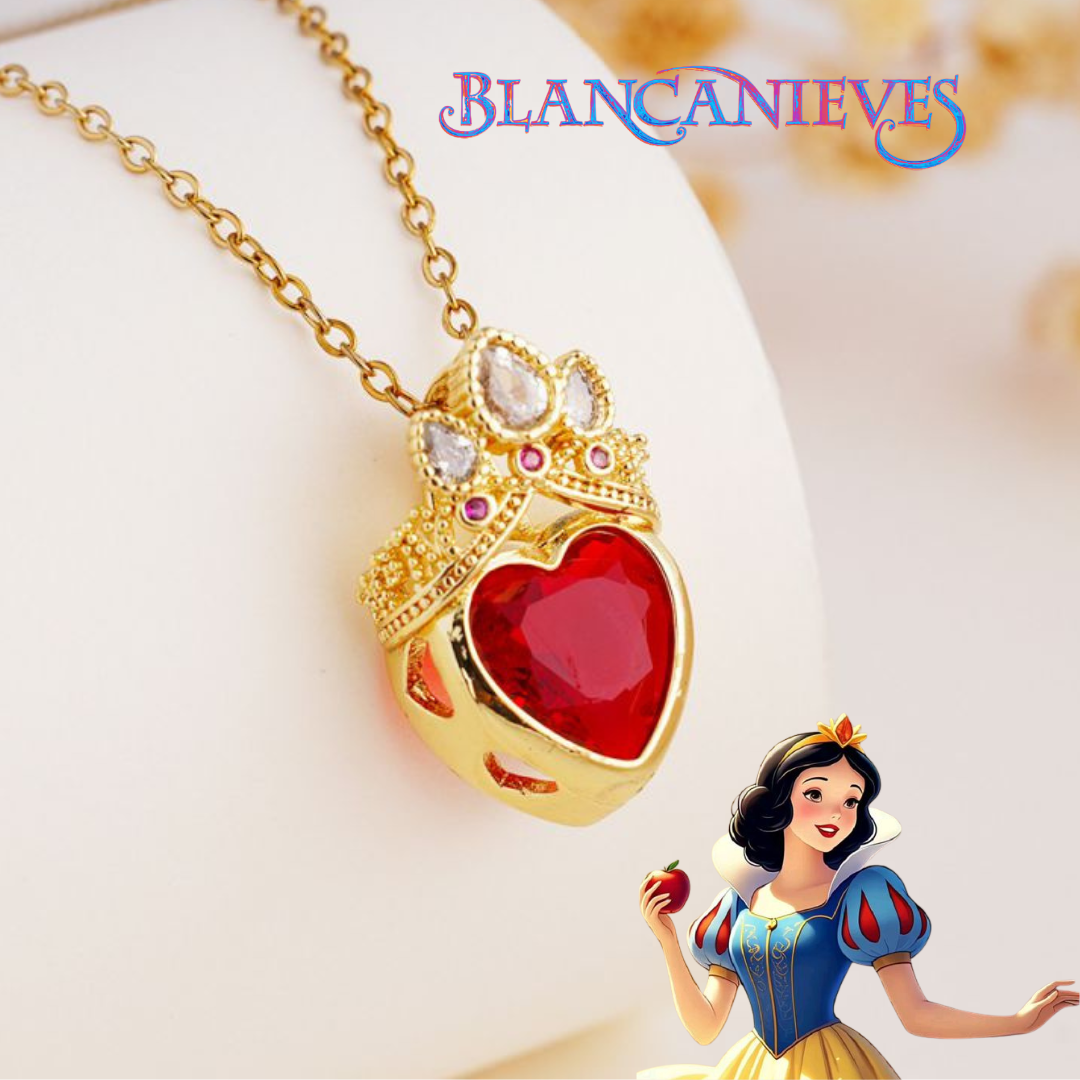 Collar Corazón Corona Inspirado en Blanca Nieves