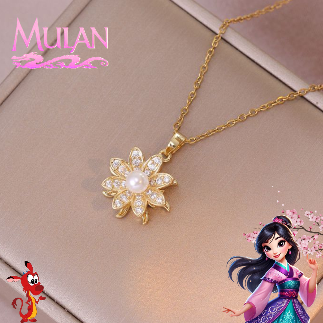 Collar Mulán Flor de Cerezo Dorado