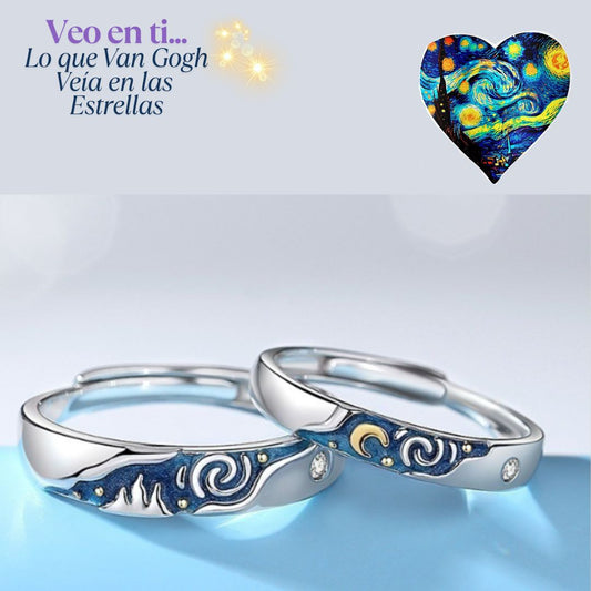 Dúo Anillos Promesa .925 Noche Estrellada✨🌓🌠